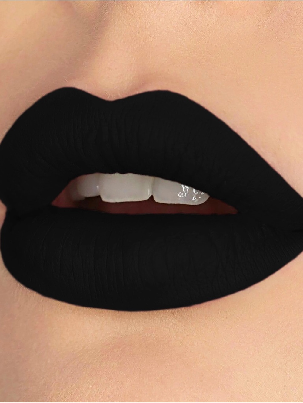 Black Matte Lipstick - W Rhinestone Case Halloween / goth NEW